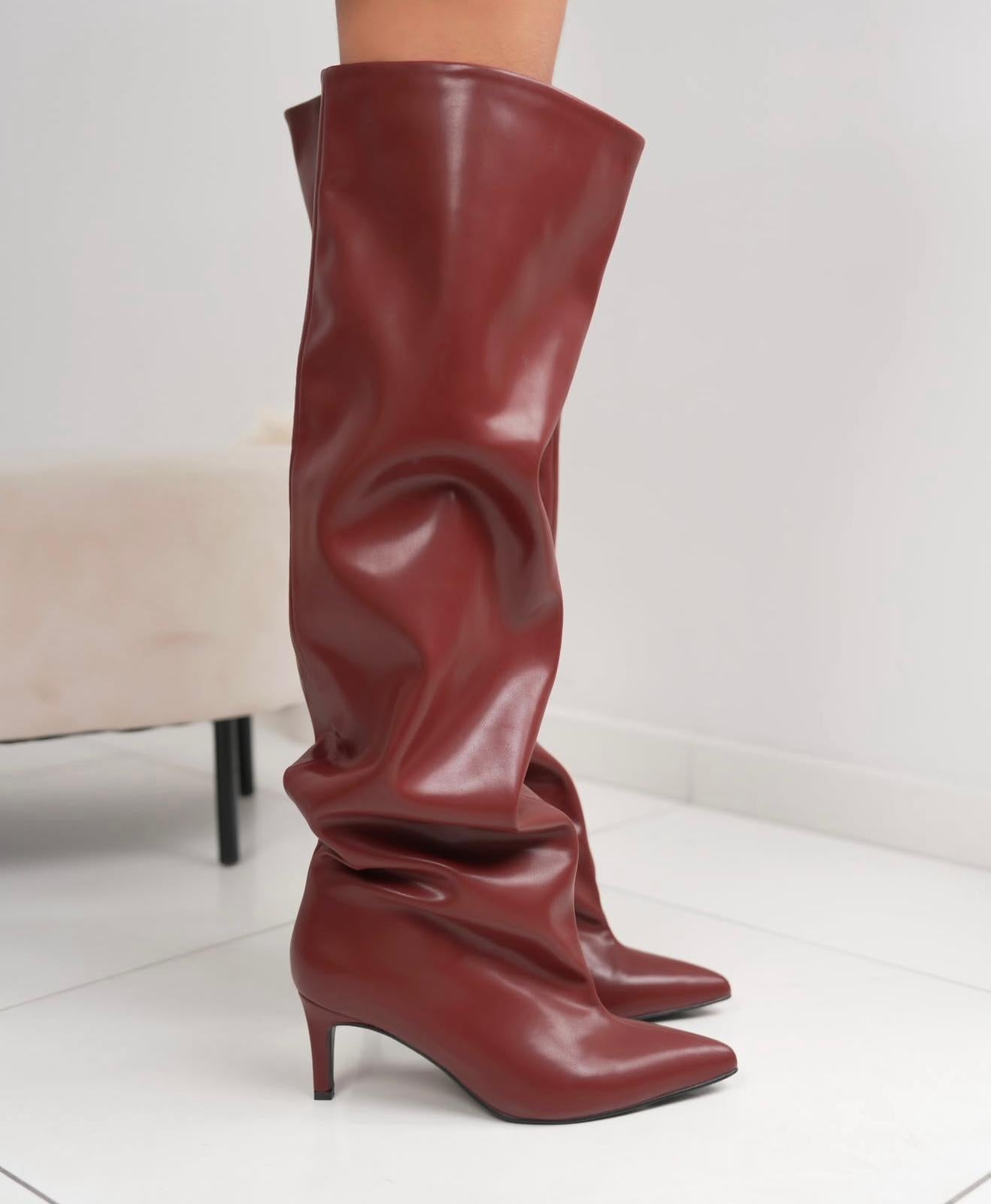 Stivale in ecopelle bordeux