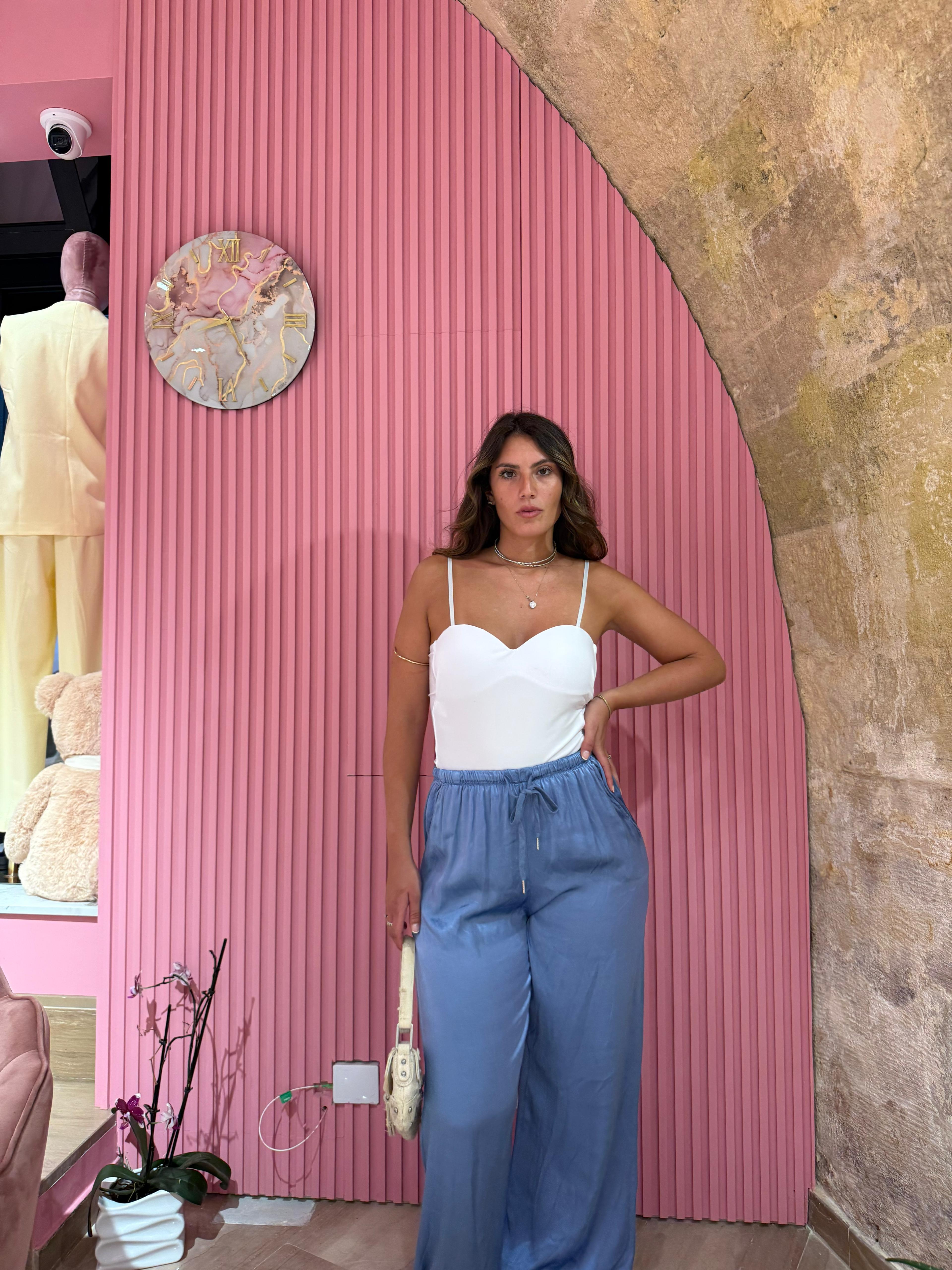 Pantalone lucido celeste