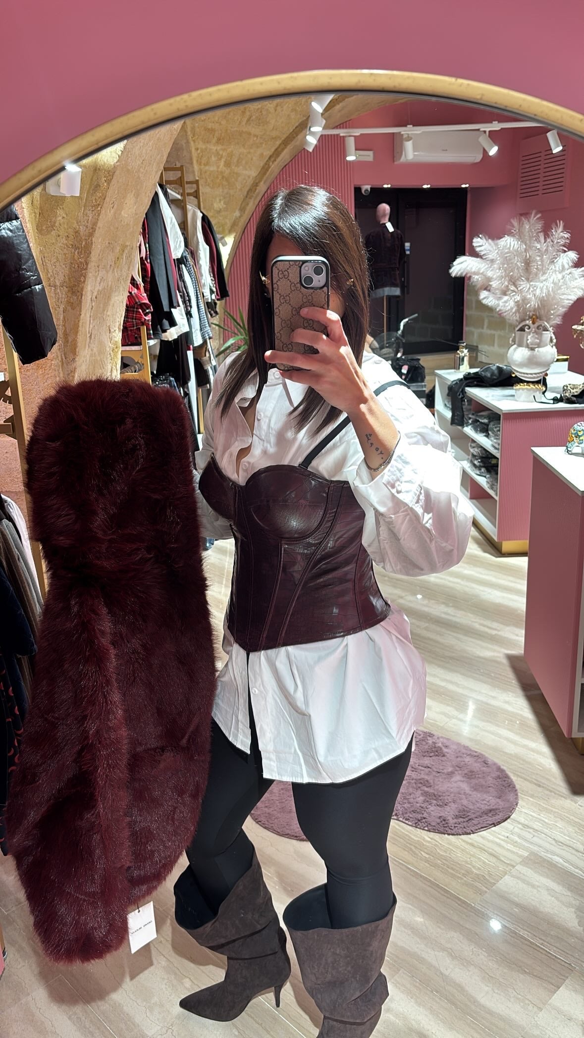 Bustier in ecopelle bordeux