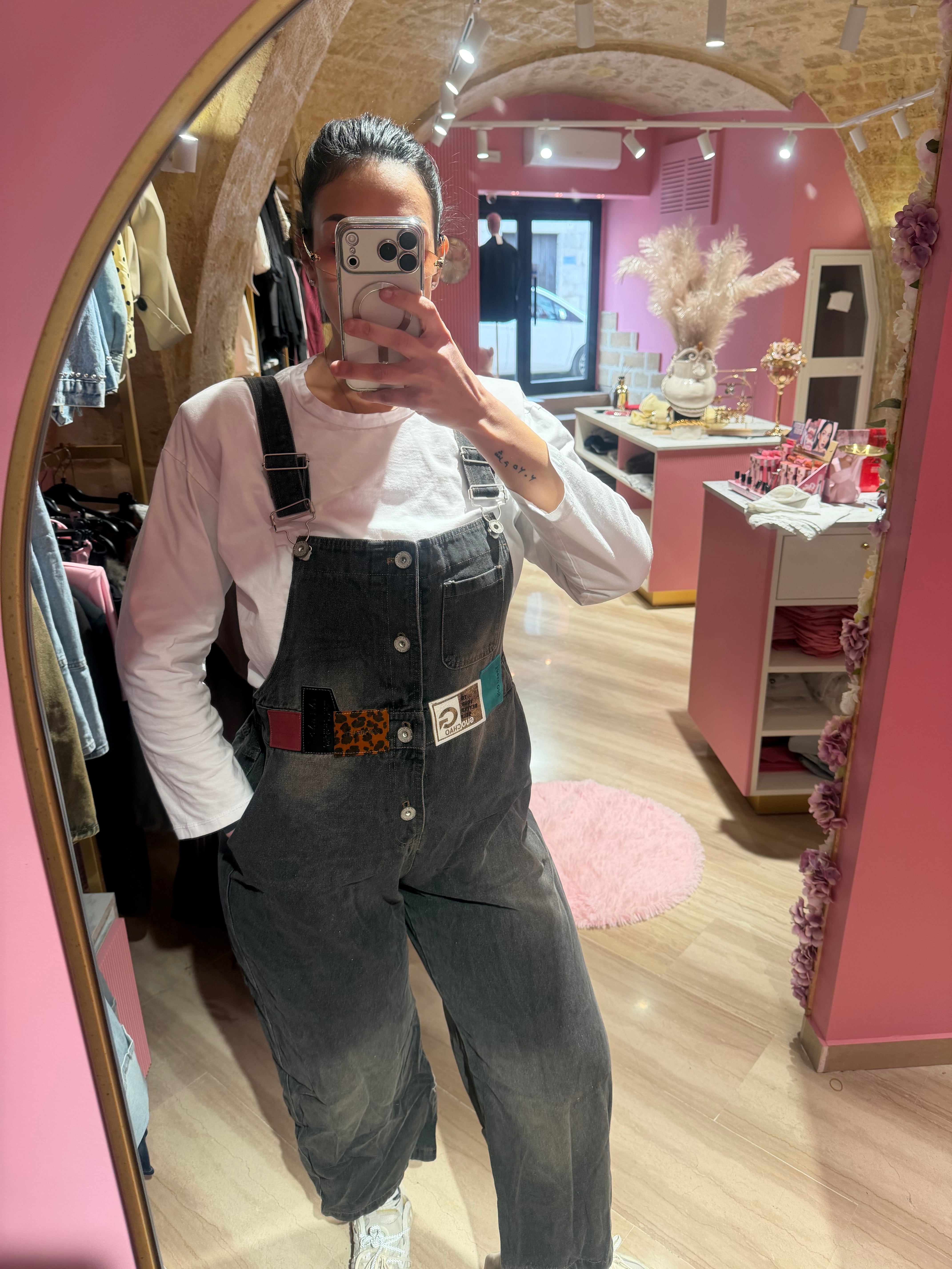 Salopette denim nera