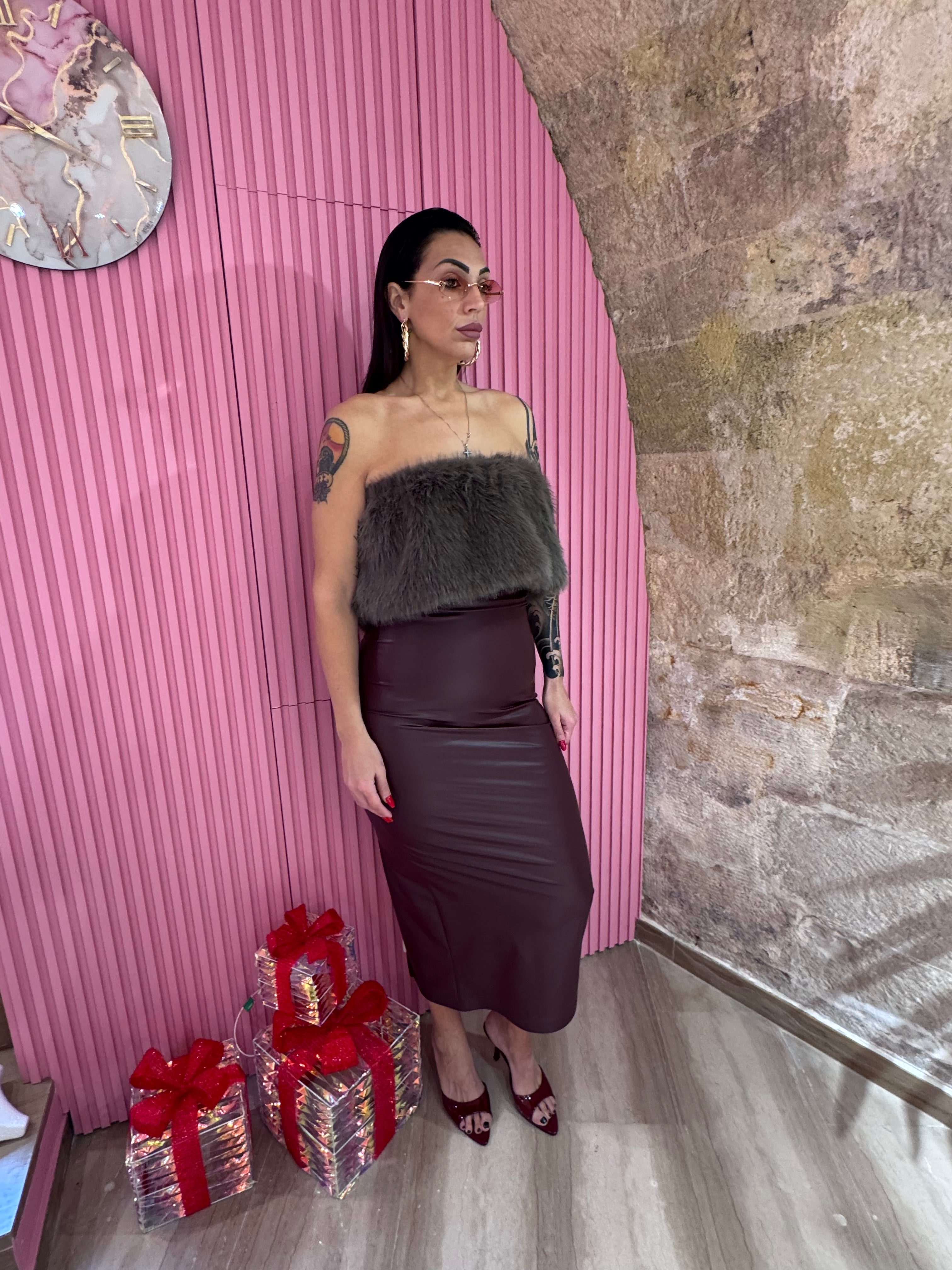 Abito pelliccia lumina bordeux