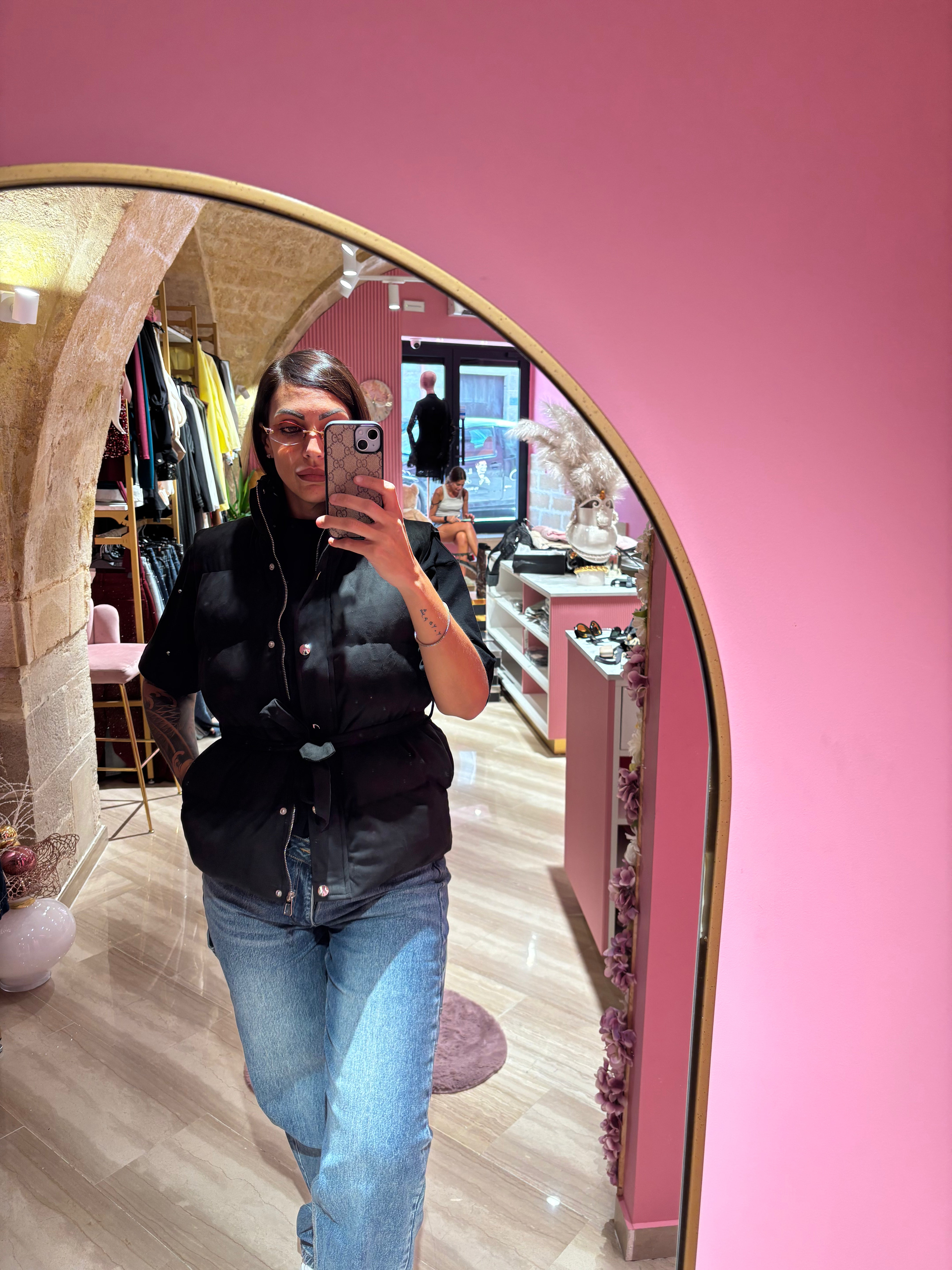 SMANICATO BOMBER IN VELLUTO NERO