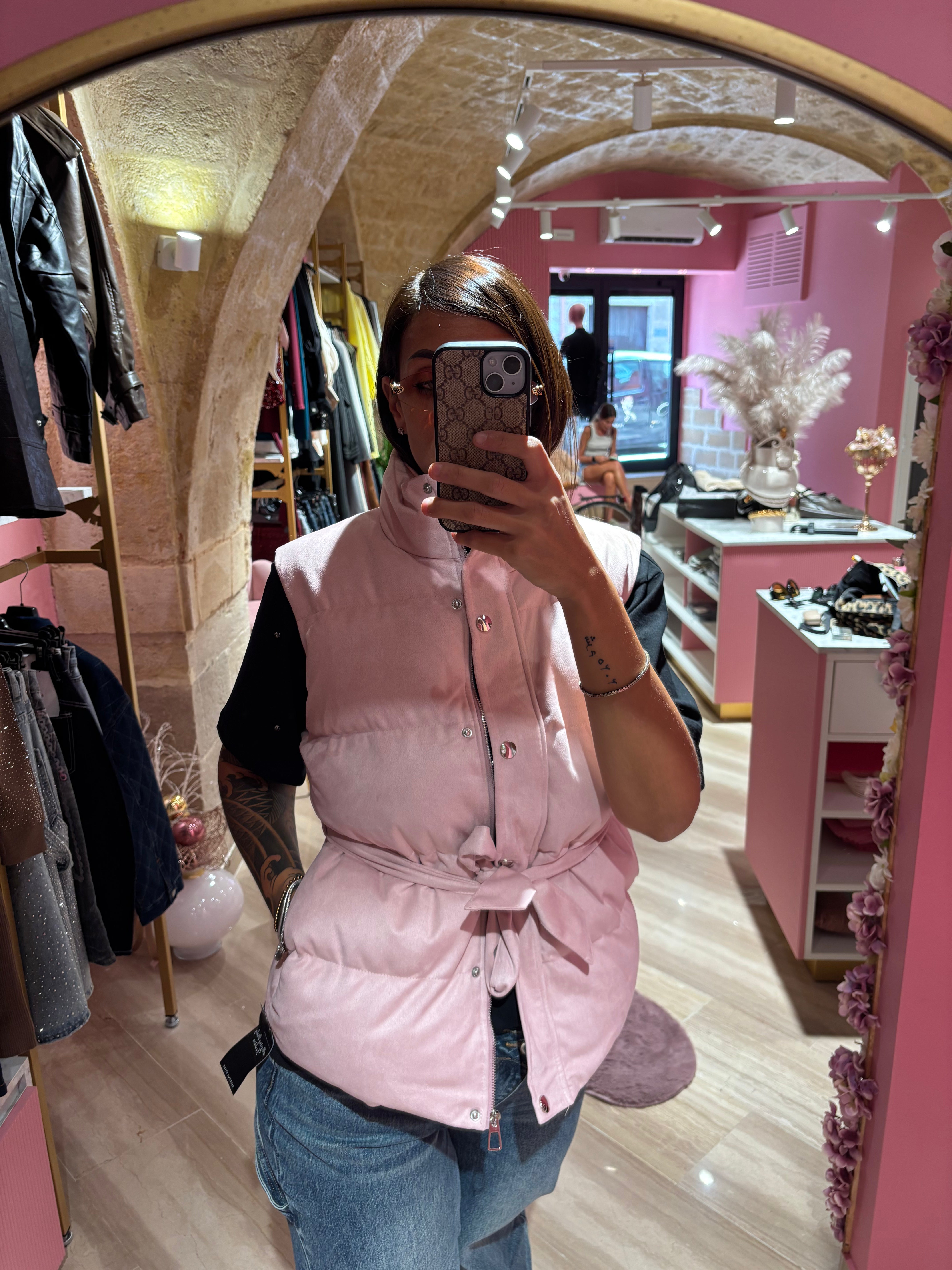 SMANICATO BOMBER IN VELLUTO ROSA