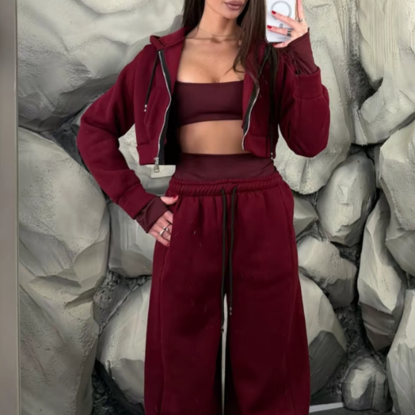 coordinato  tuta  tre pezzi bordeux