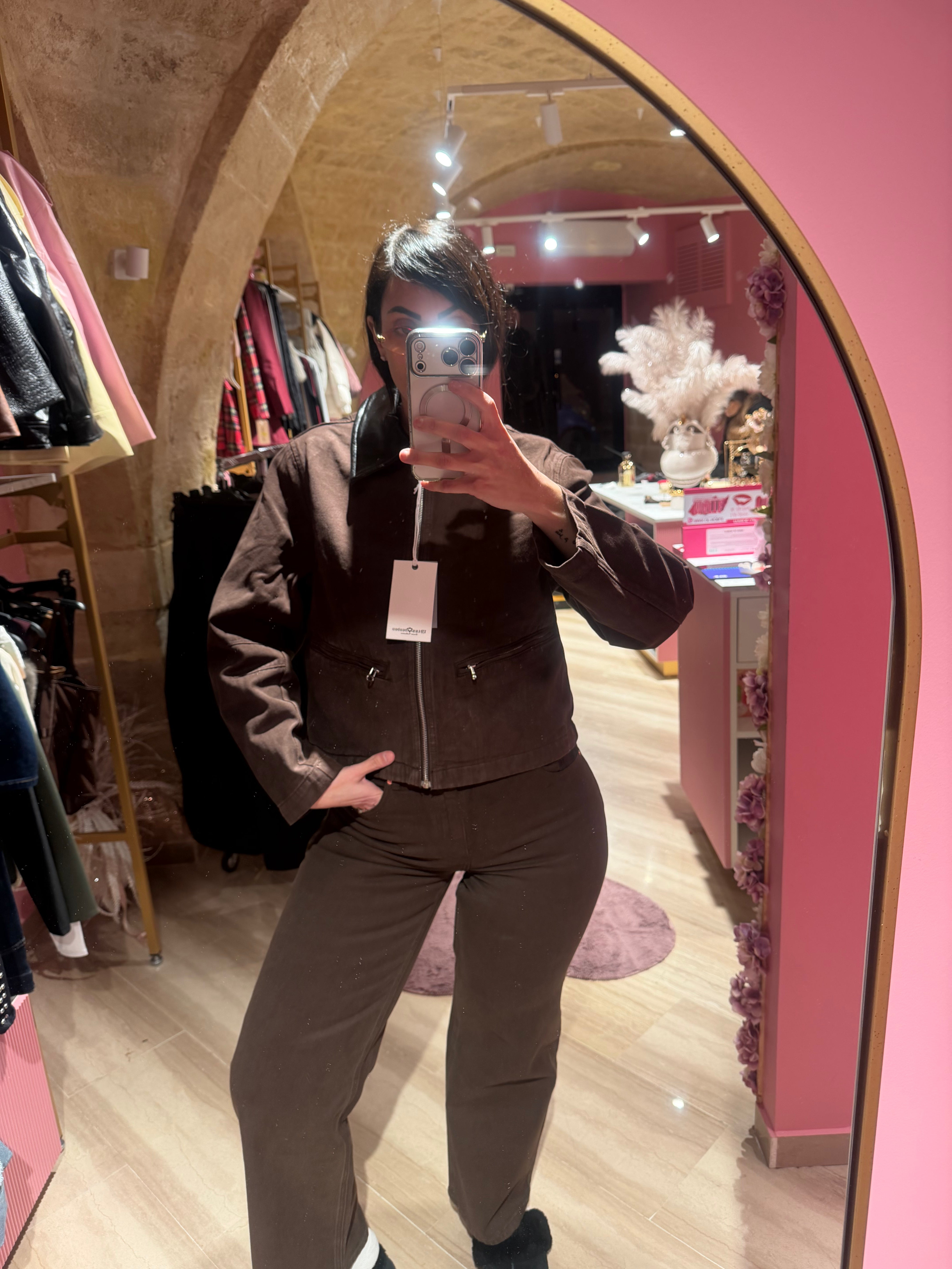 coordinato denim marrone