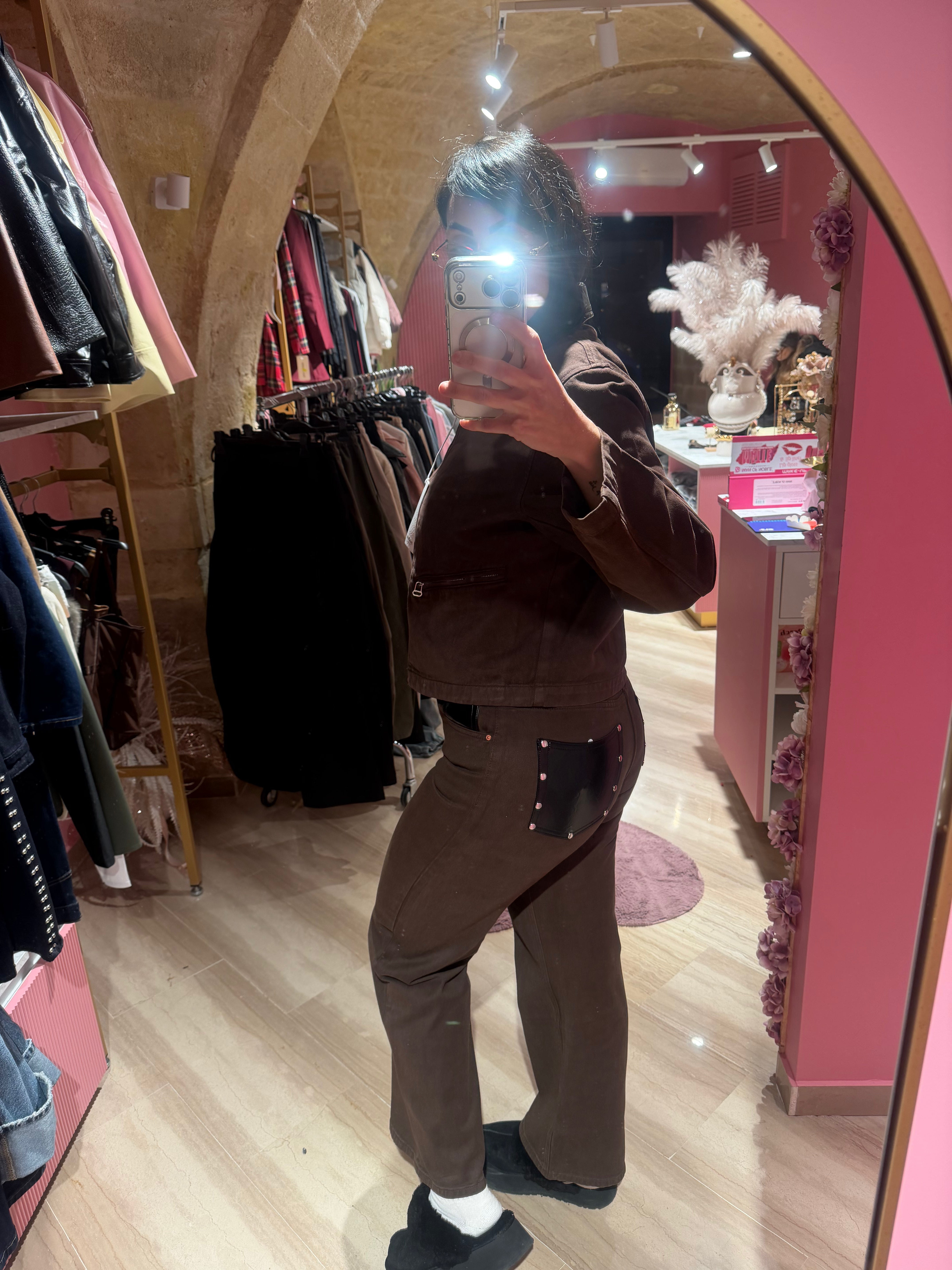 coordinato denim marrone