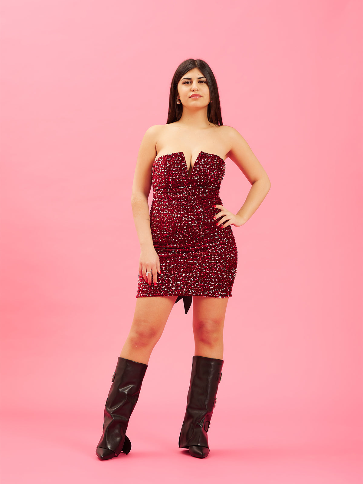 Abito Glitter Bordeaux